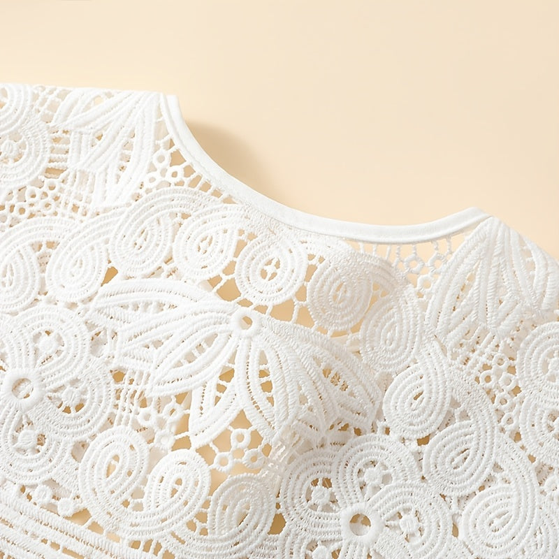 Milk Embroidered Shawl Large Lace Collar Women Accessory