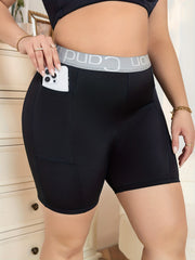 Letter Tape High Waisted Biker Shorts