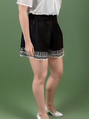 Stipe Print Paperbag Waist Wide Leg Shorts