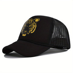 Tiger Print Trucker Hat Hip Hop Mesh Baseball Cap Adjustable Sunshade Dad Hats