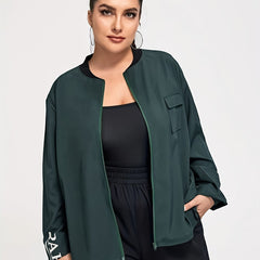 Women's Sports Top Letter Print Long Sleeve Zip Jacket