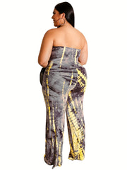 Print Off Shoulder Jumpsuit High Stretch