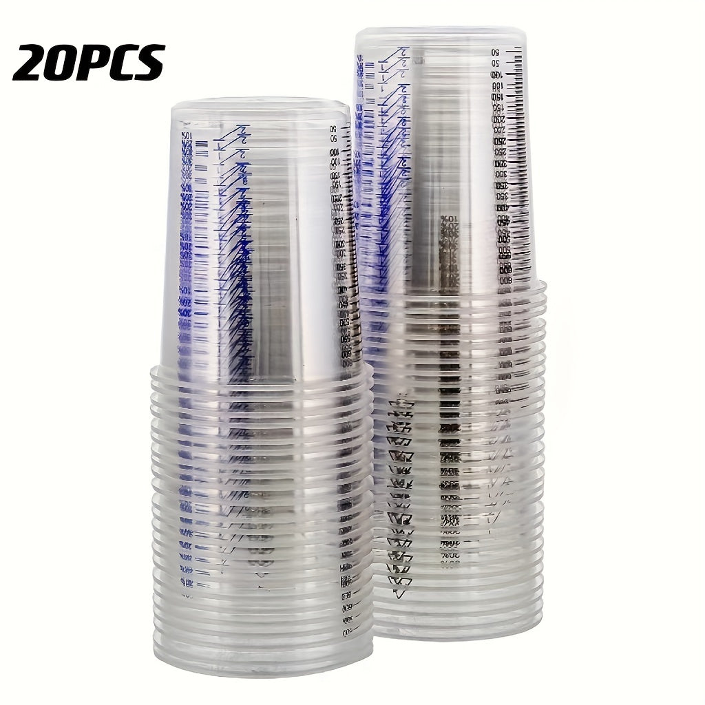 Disposable 600ml Plastic Clear Graduated Cups for Paint Mixing