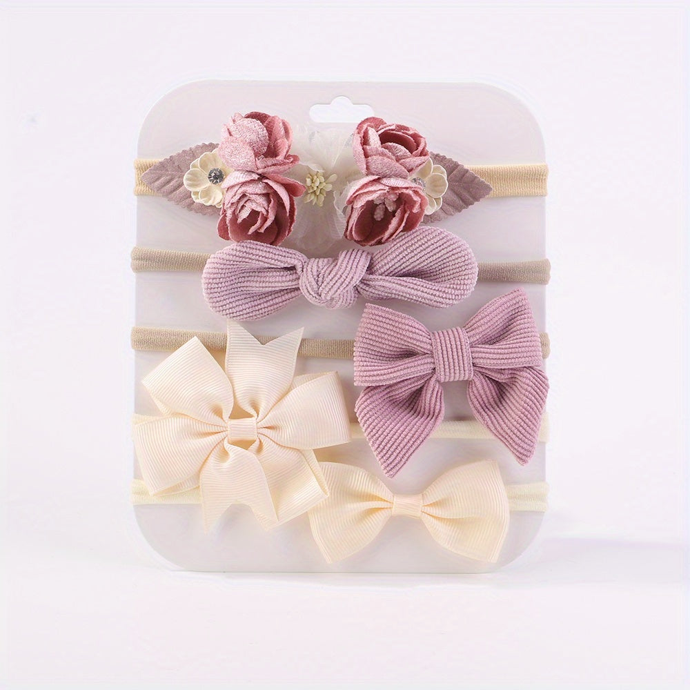 5pcs Cute Bow Headbands for Girls and Baby Girls