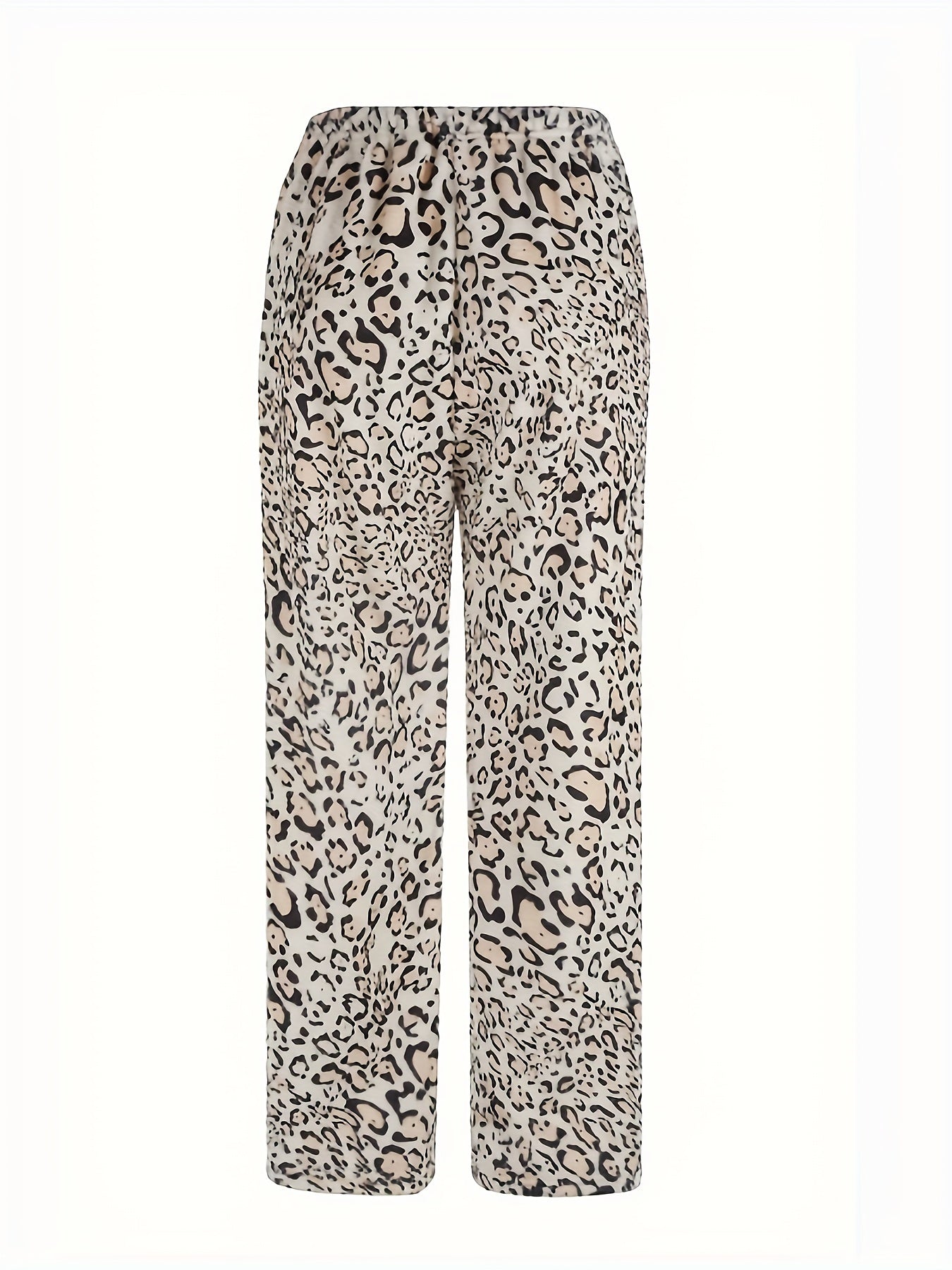 Leopard Print Elastic Waist Home Wear Pants