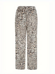 Leopard Print Elastic Waist Home Wear Pants