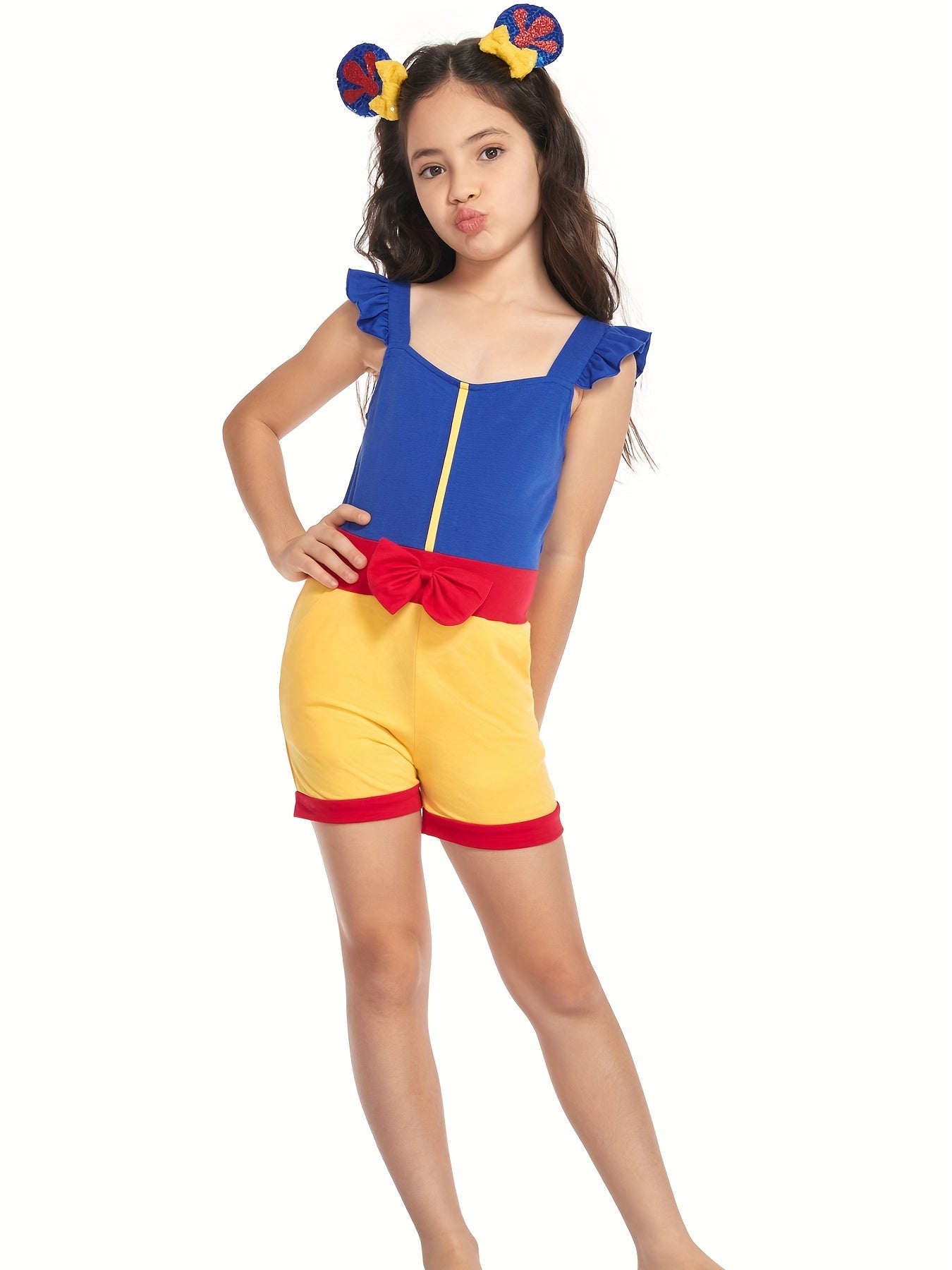 Princess Ruffle Sleeve Jumpsuit With Bow Romper for Girls