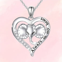 Girl's Elephant Pendant Necklace Heart Shaped Animal Necklace