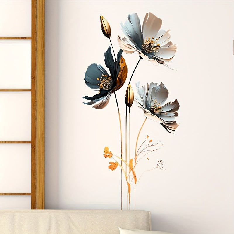 2pcs 3D Flower Wall Stickers Living Room Pvc Self-adhesive 23.6 x 11.8 inch
