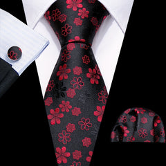Barry Wang Men Ties Woven Silk Pocket Square Cufflinks Necktie Set