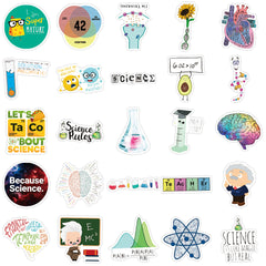 50PCS Science Elements Sticker Student Teacher Staff Waterproof Vinyl Sticker