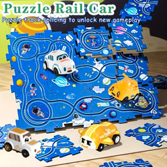 Rail Car Puzzle DIY Assembly Track Mosaic Map City Ocean Space Theme Puzzle