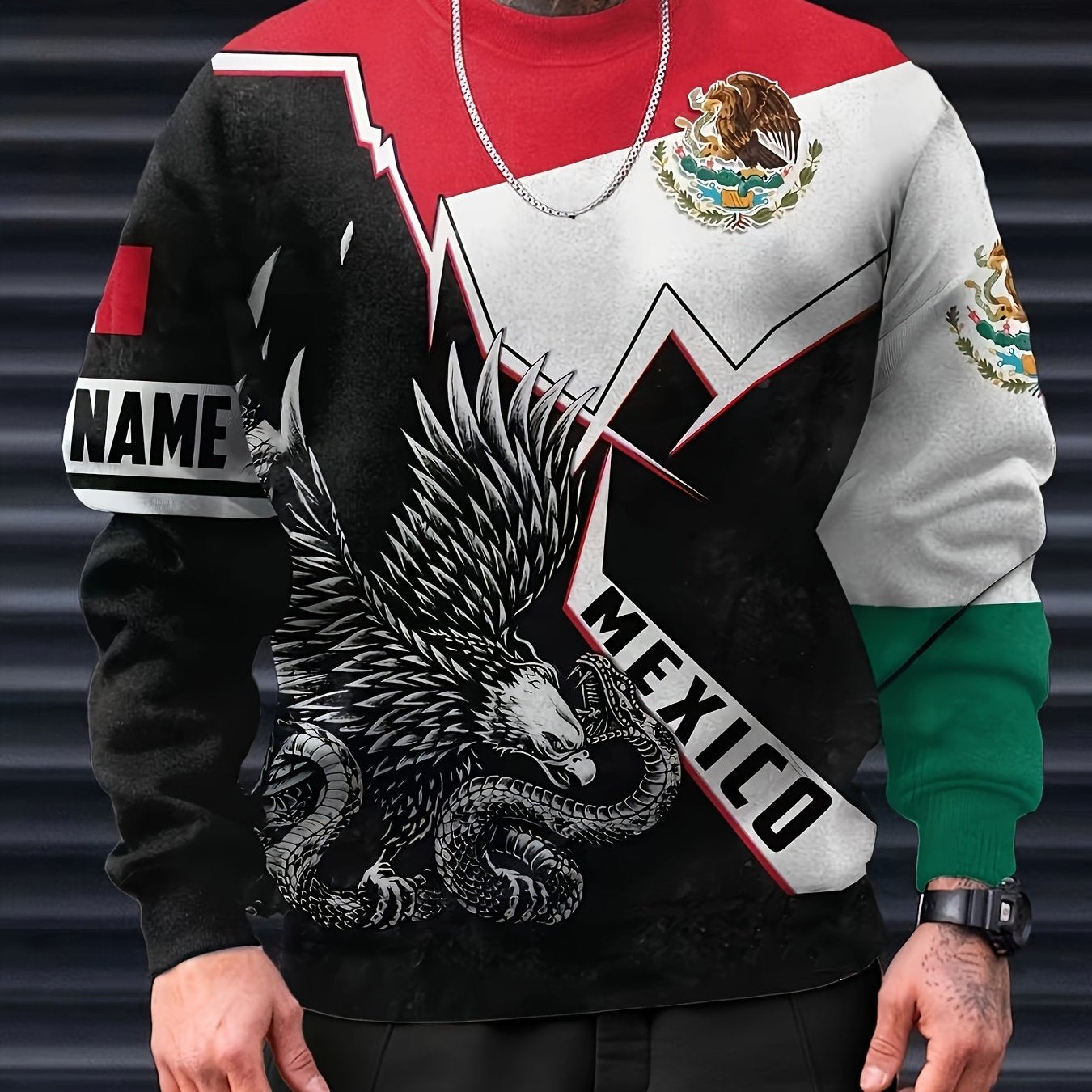 Eagle & Snake Print Men's Sweatshirt for Autumn Winter