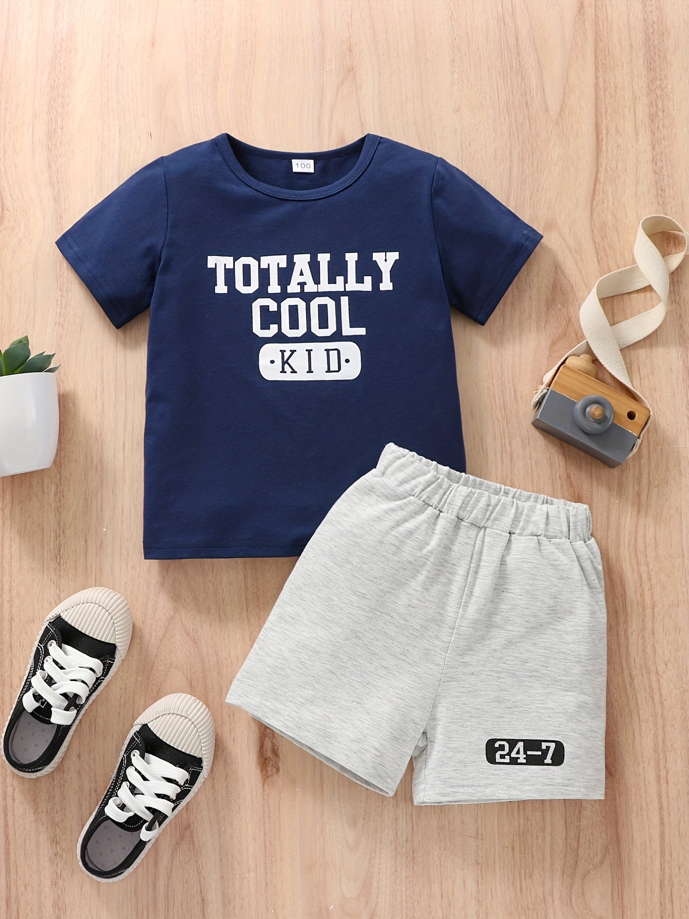 Boys Casual Outfit Round Neck T shirt & Shorts For Summer Kids Clothes