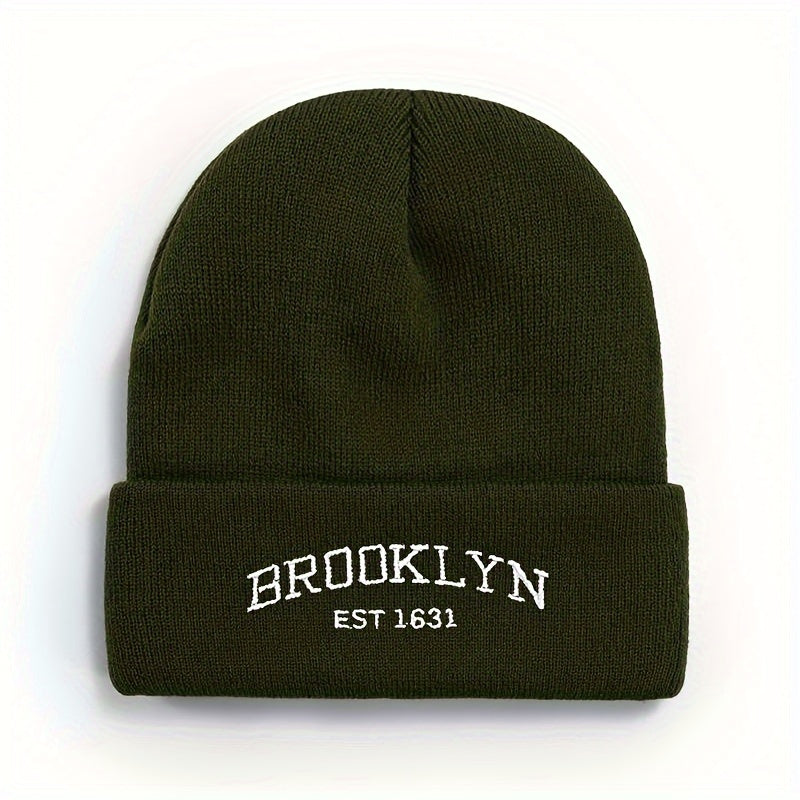 Unisex BROOKLYN Embroidered Knit Hat for Autumn and Winter