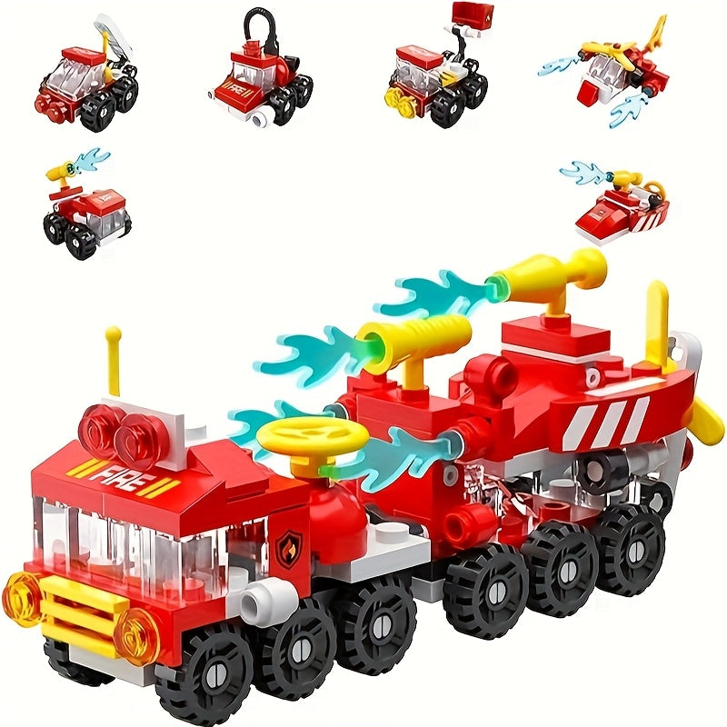 6 in 1 Fire Truck Building Blocks Set Educational Toy for Boys & Girls