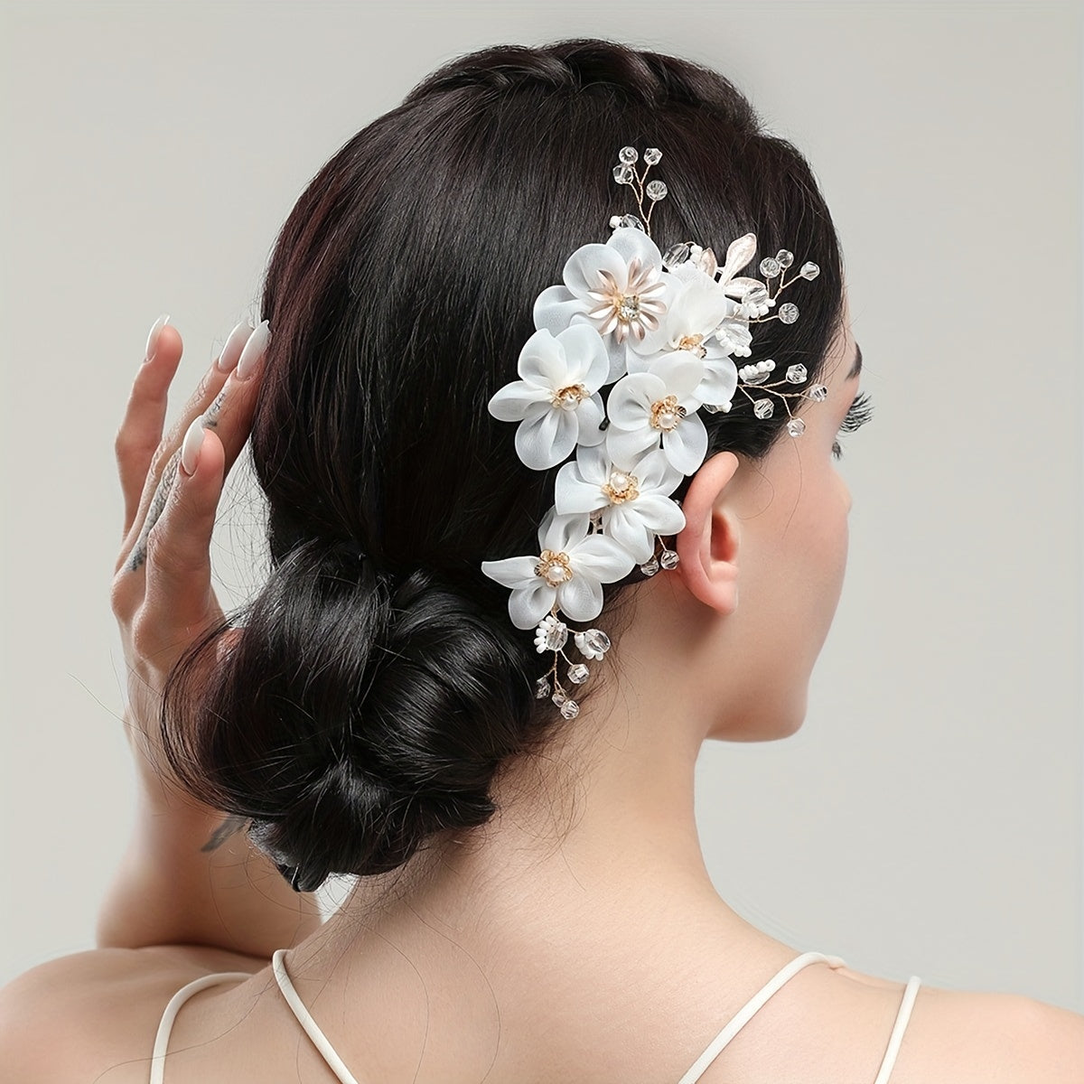 Bridal Hair Jewelry Hairpin Set Ceramic Flowers High Bridal Hair Jewelry
