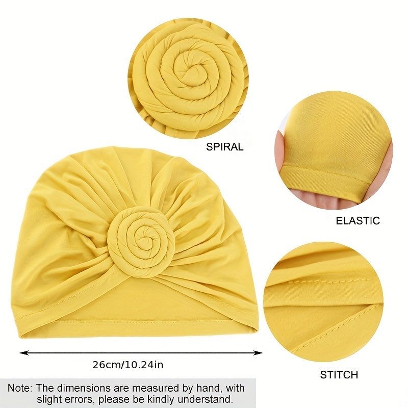 Pleated Turban Cap Solid Braided Twist Bonnet Head Wrap