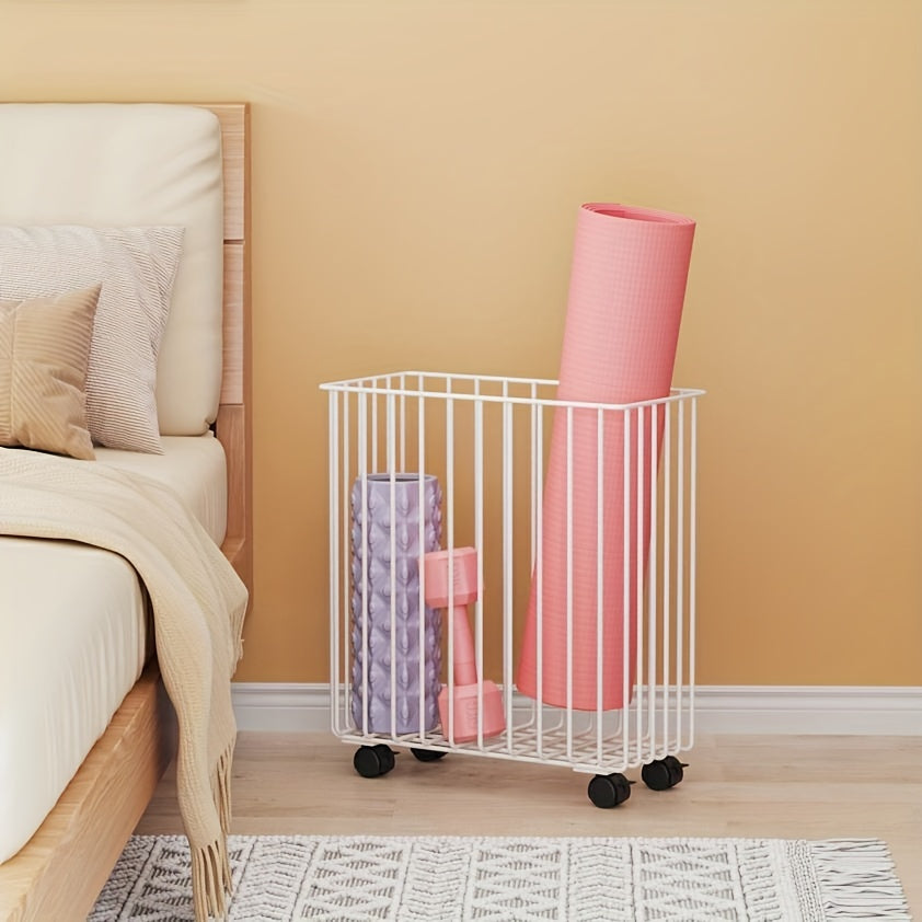 Sports Equipment Storage Rack with Wheels - Organizer for Yoga Mat and Dumbbells