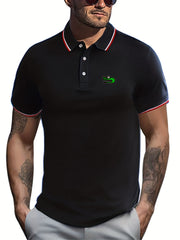 Cartoon Crocodile Print Men's Casual Polo Shirt