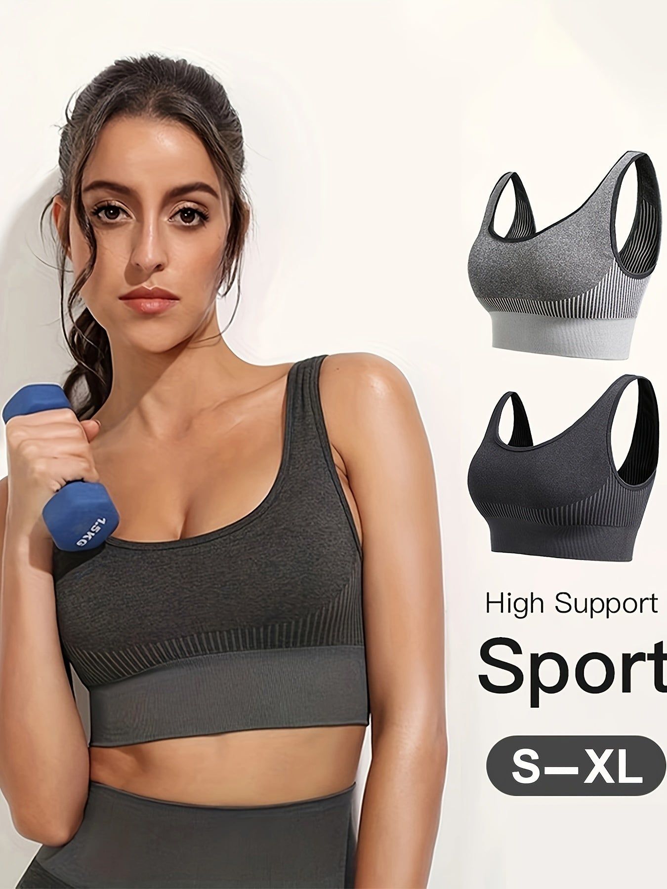 2pcs Seamless Wireless Sports Bras Comfy & Breathable Tank Bra