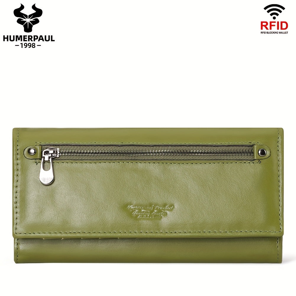 HUMERPAUL Women's Trifold Long Wallet Vintage Card Slots Large Capacity