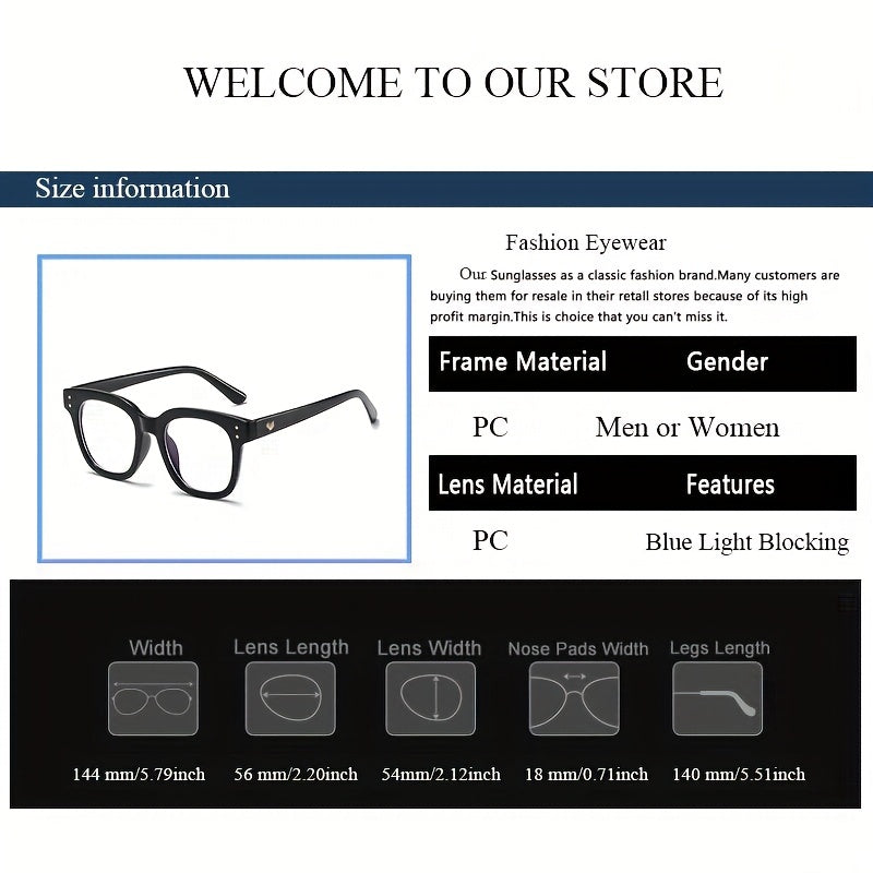 Light Blocking Square Glasses Women Men Reading Computer Gaming
