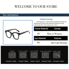 Light Blocking Square Glasses Women Men Reading Computer Gaming