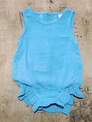 Baby Girls Plain Ruffle Trim Sleeveless Onesie Summer Clothes