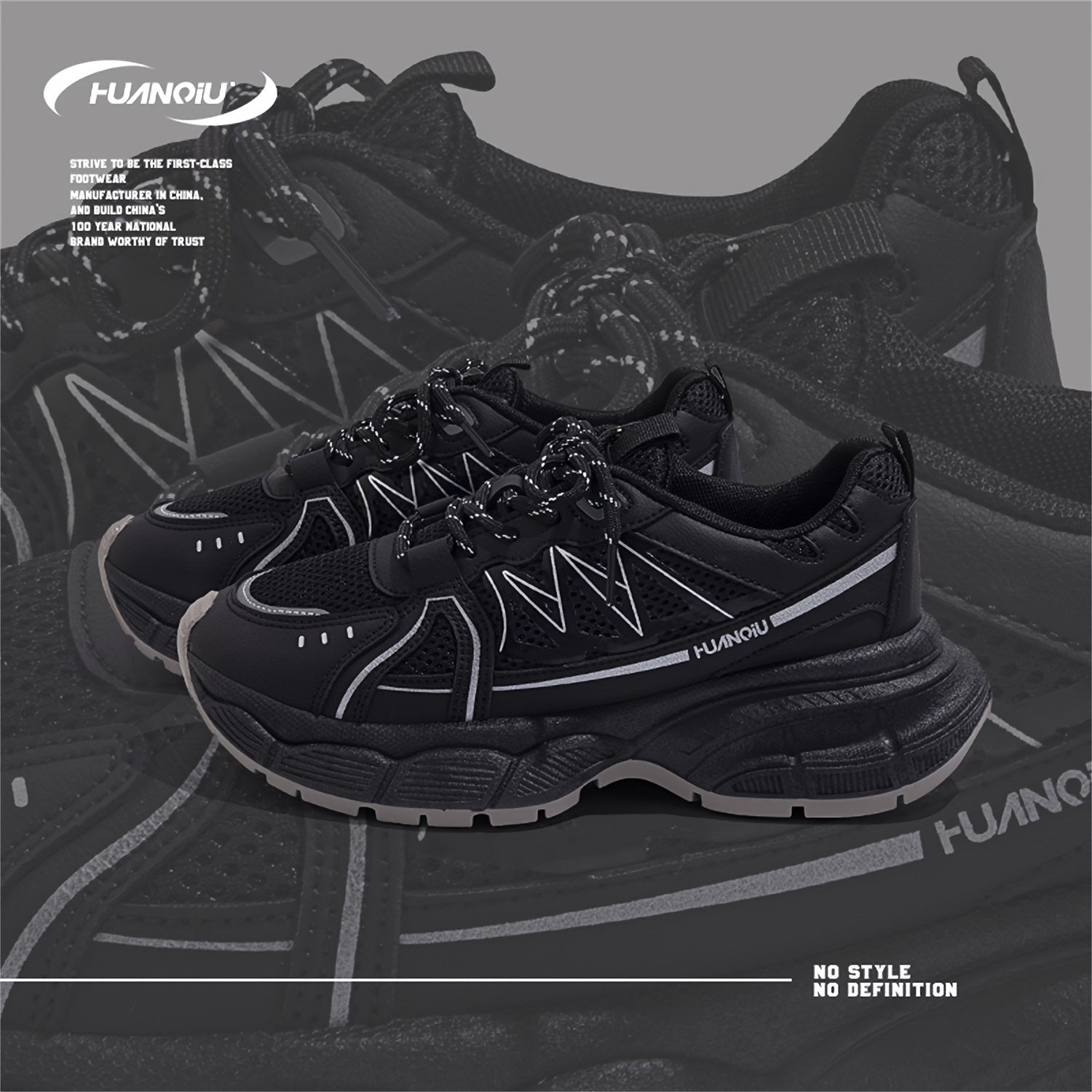 HUANQIU Women's Lace up Chunky Running Shoes