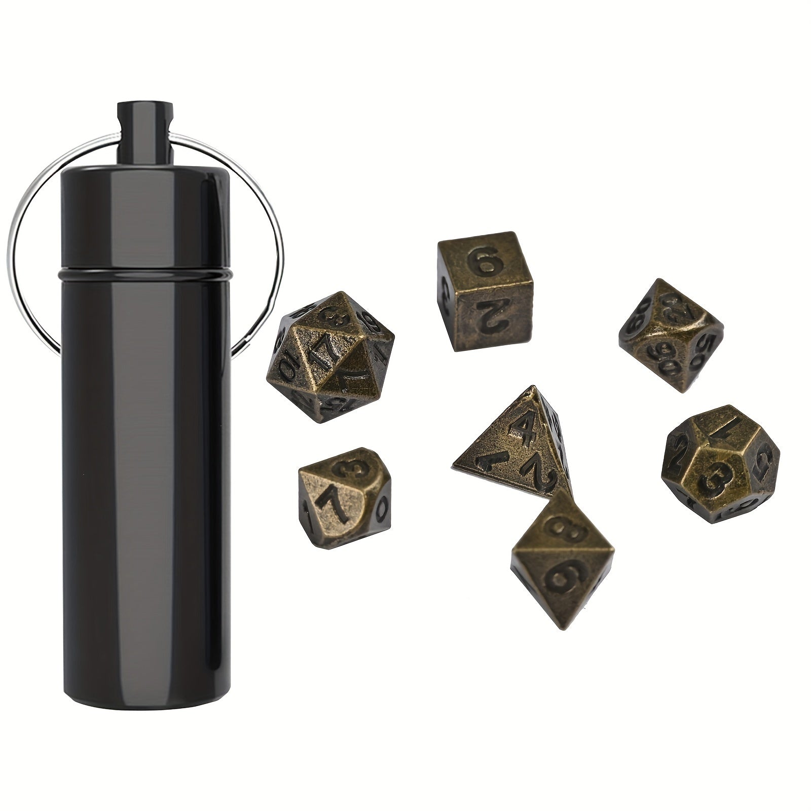 Mini Antique Iron Dice Set Bronze Polyhedral Metal Game Dice Set