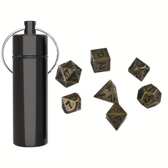 Mini Antique Iron Dice Set Bronze Polyhedral Metal Game Dice Set