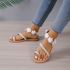 Women's Floral Flat Sandals Summer Beach Shoes
