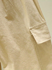 Girls Casual Cargo Pants With Pockets Solid Stretch Pants