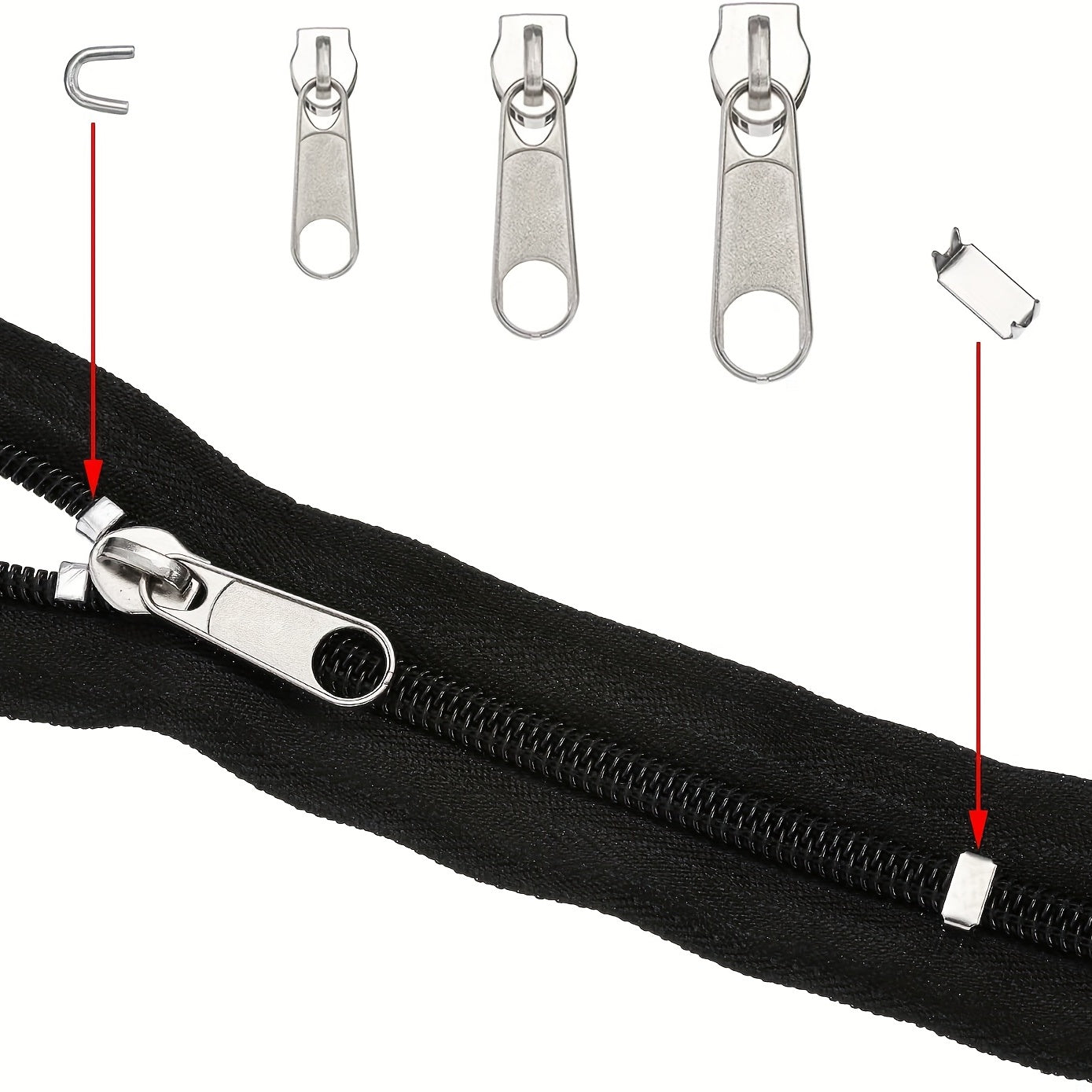 85pcs Nylon Zipper Repair Kit Replacement Slider Zipper Bottom Stop End Fix