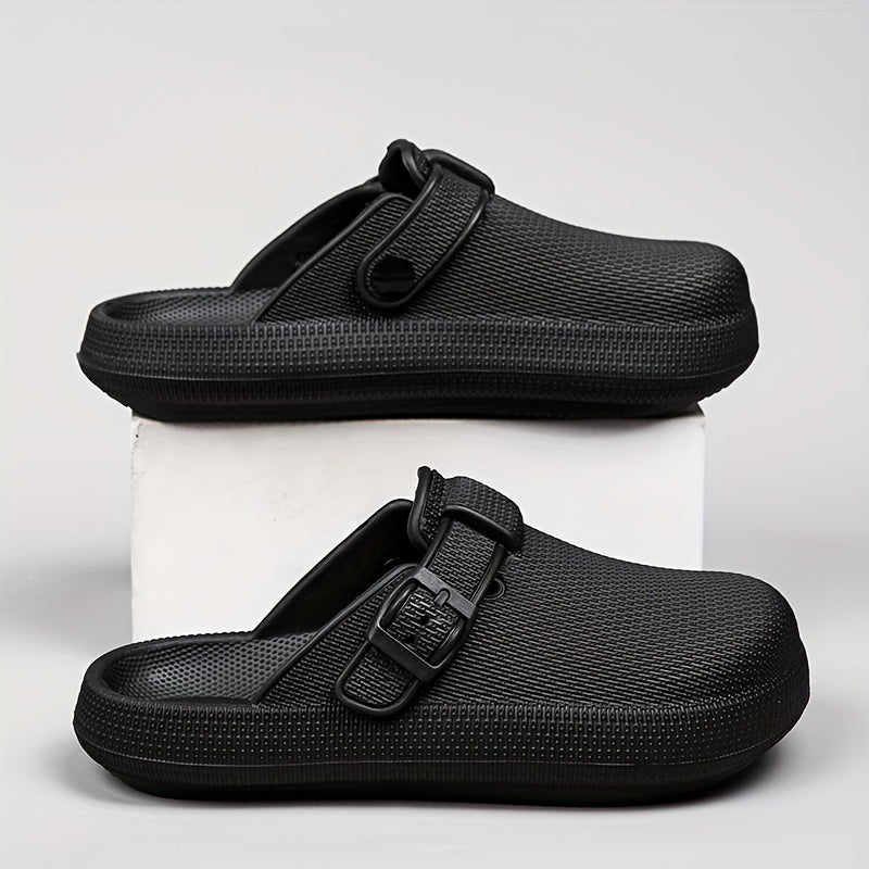 Women's Solid Indoor Slides Slip On Round Toe Platform Shoes