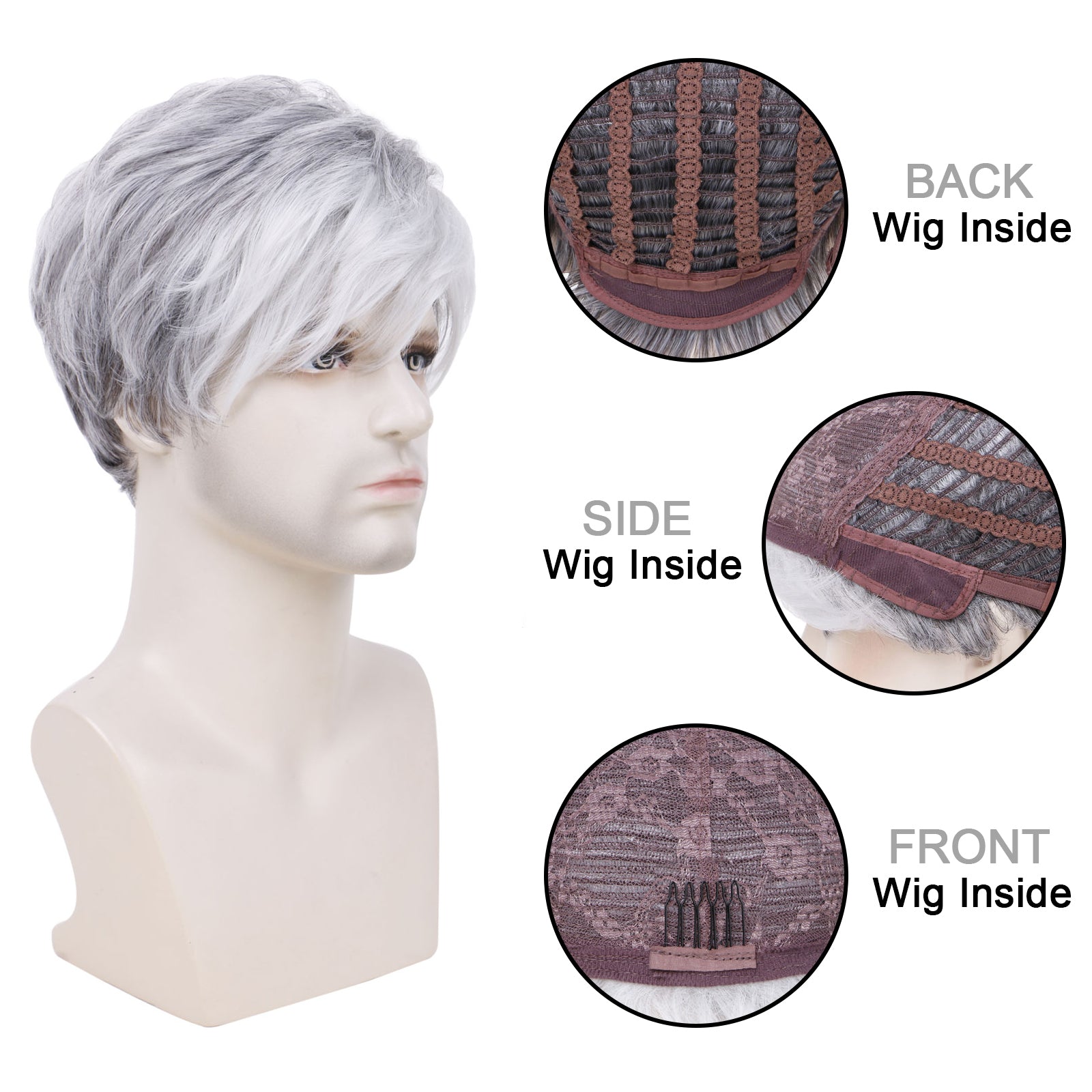 Short Black Men Wig Natural Hairline Synthetic Hair