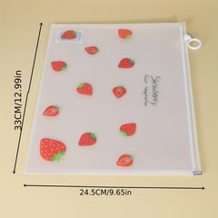 Strawberry Patterned Clear Document Bag