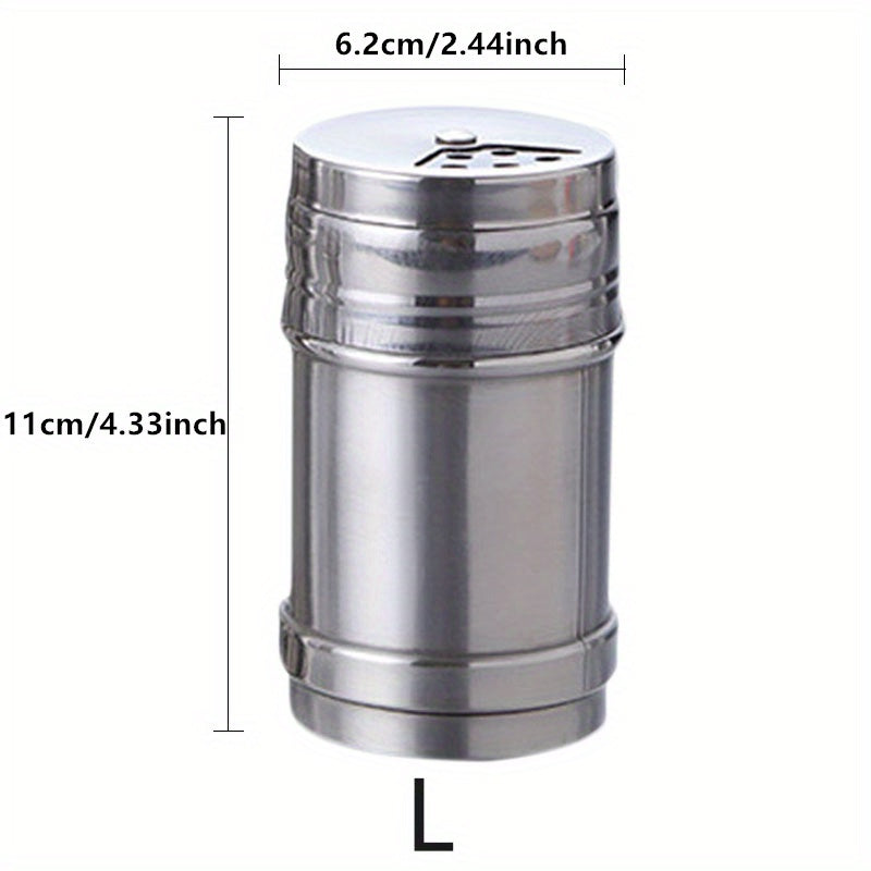 1 Pc Stainless Steel Spice Jar Rotating Cover Salt Sugar Bottle