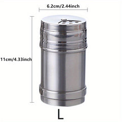 1 Pc Stainless Steel Spice Jar Rotating Cover Salt Sugar Bottle