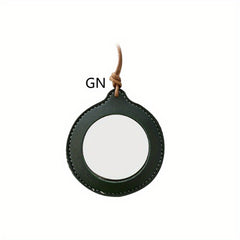 Vintage Leather Strap Necklace Magnifying Glass Pendant Locket