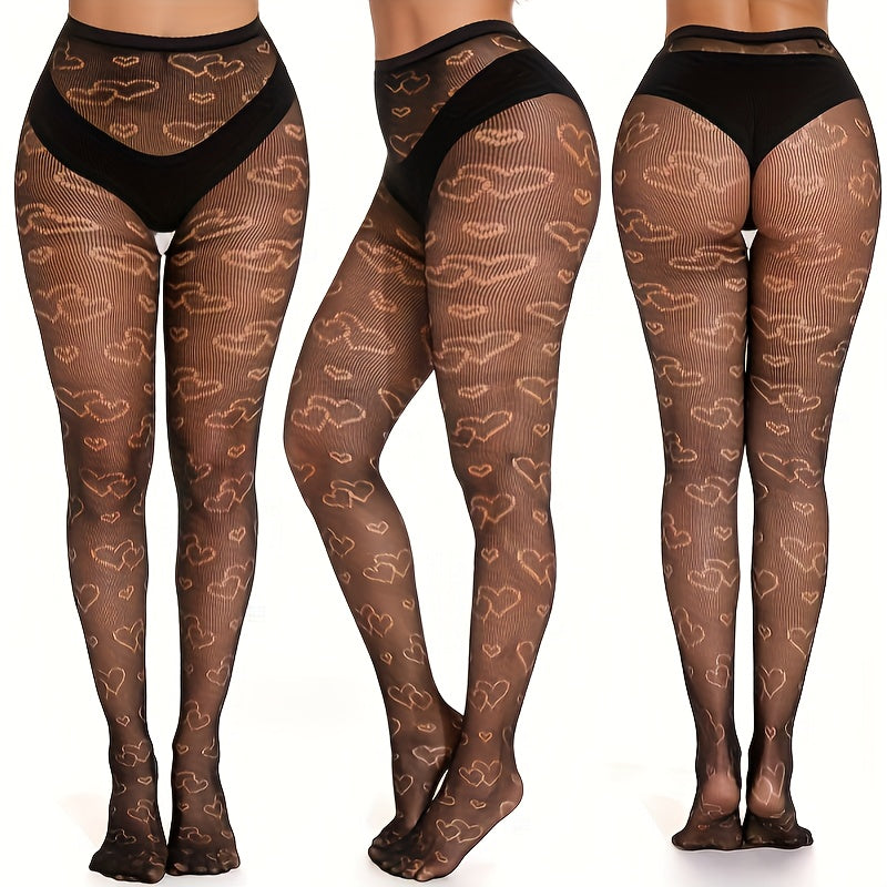 Heart Pattern Fishnet Stockings