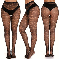 Heart Pattern Fishnet Stockings