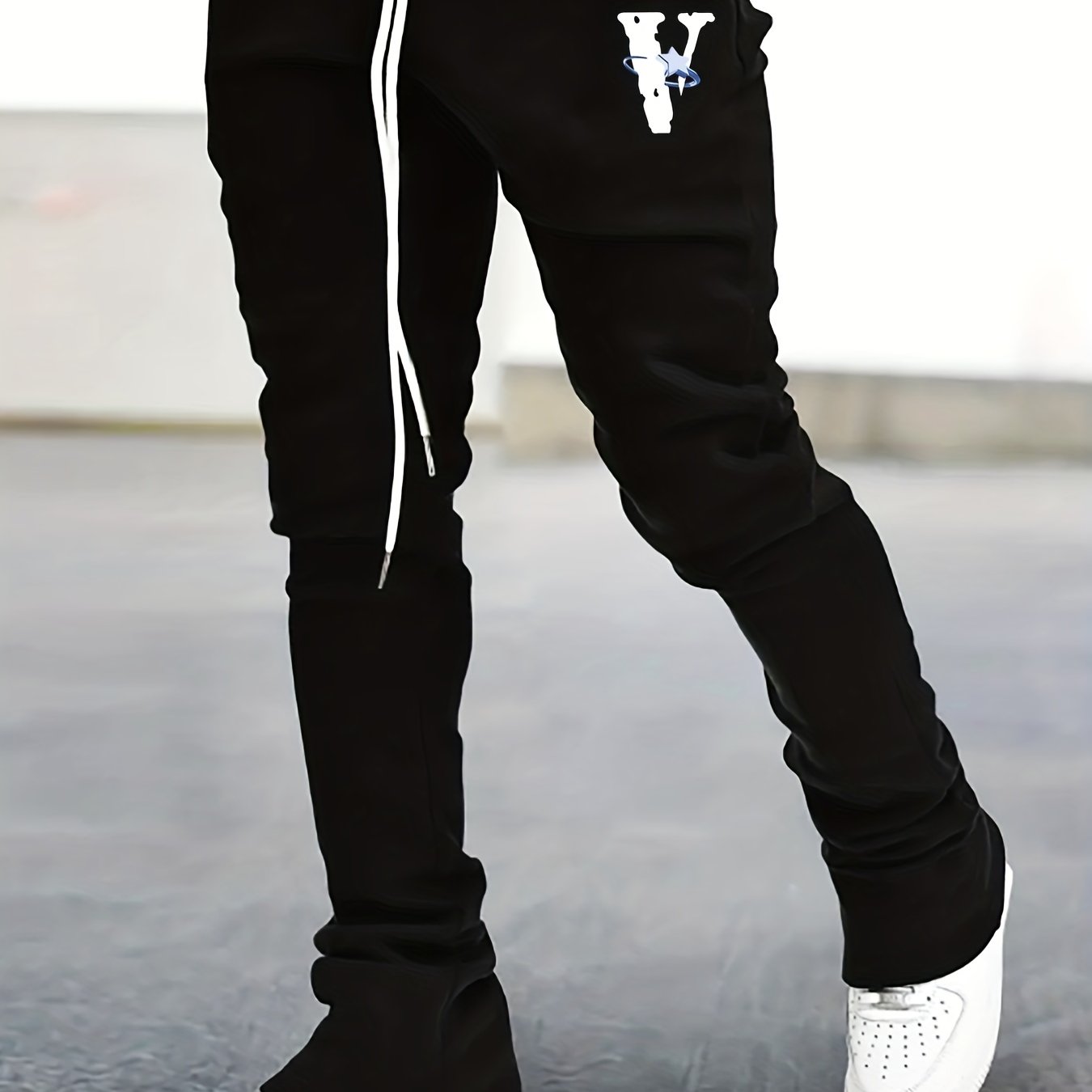 Men s Flare Pants V Pattern Drawstring