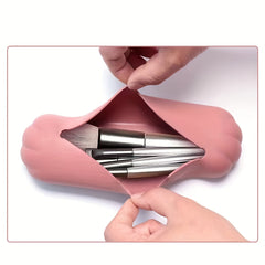 Travel Makeup Brush Holder Portable Silicone Case Bag