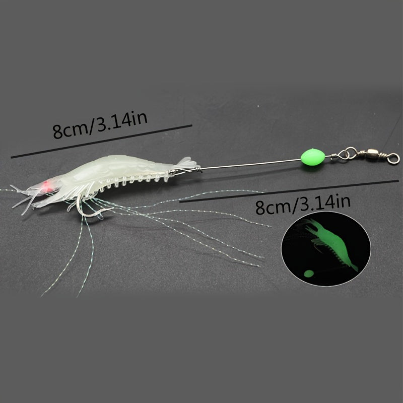 1pc 5g Luminous Shrimp Lure Biomimetic Bait With Barbed Hook