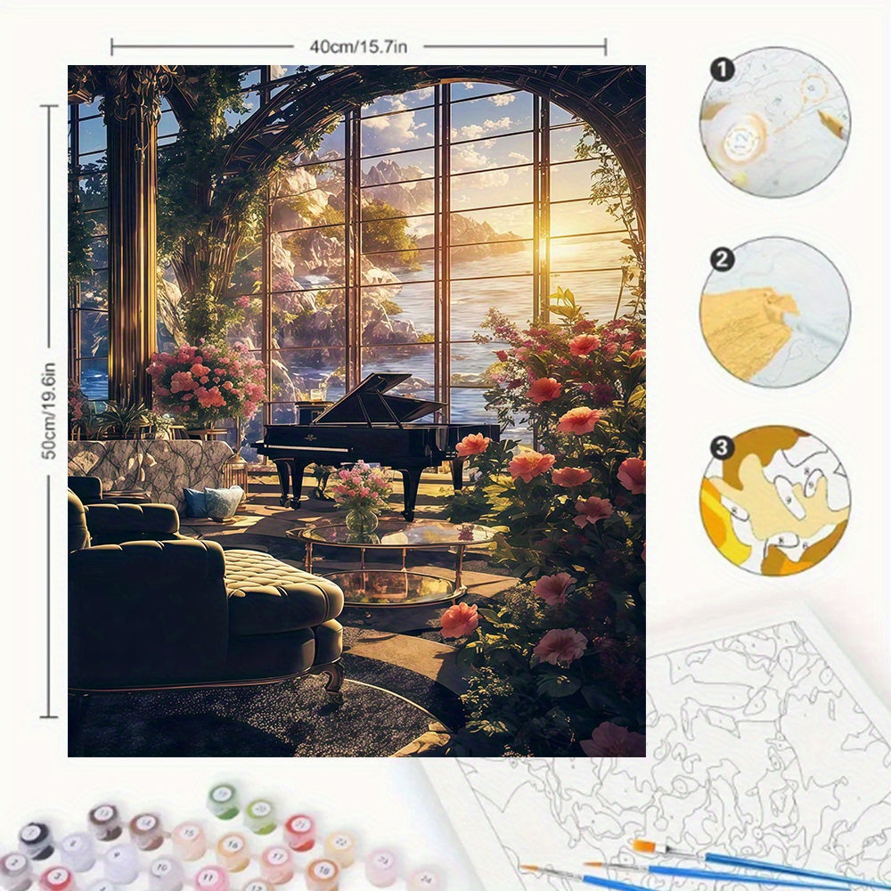 Seascape Piano Room 40 64x50 DIY Acrylic Painting by Numbers Kit