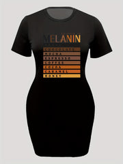 Casual Dress Women's Plus Gradient Letter Print Tee Dress