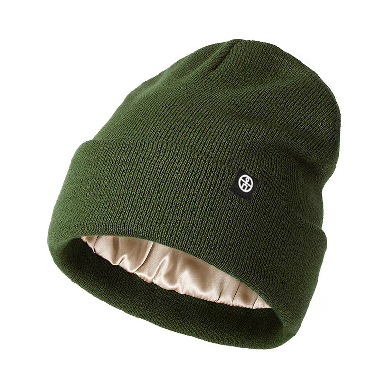 Knitted Lining Beanie Hat Autumn Winter Warm Woolen Hat