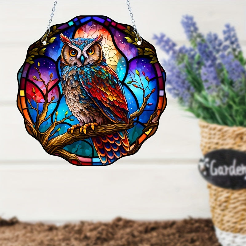 Colorful Owl Stained Acrylic Window Suncatcher Handicraft Gift